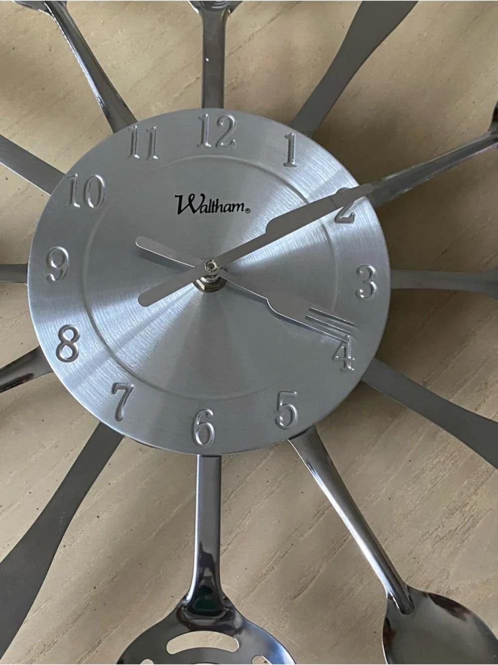Silver Waltham Retro 15” Utensil Decorative Kitchen Wall Clock